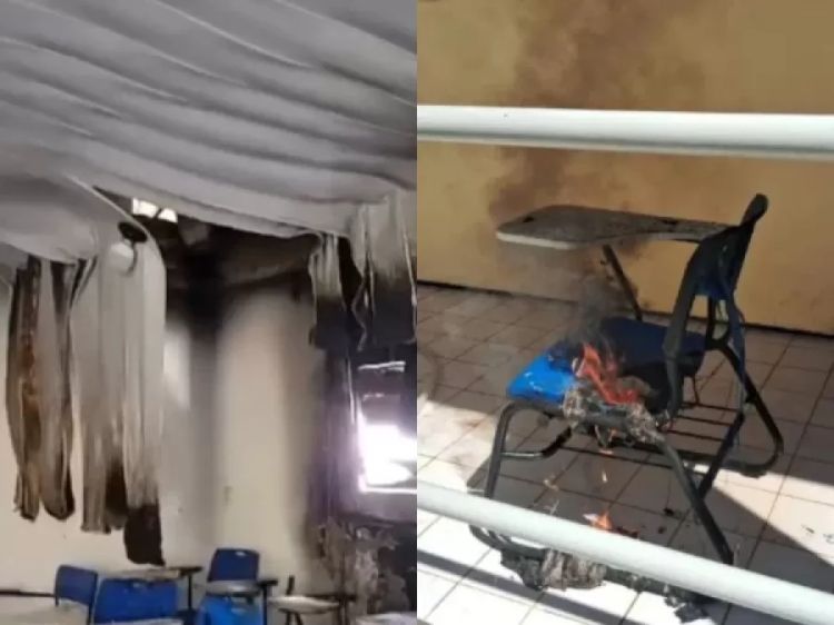 Após curto-circuito, sala da UESPI de Uruçuí fica em chamas. | Divulgação