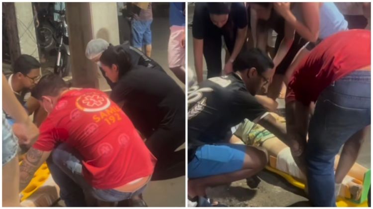 Vítima sendo socorrida - Foto: Reproduções 
