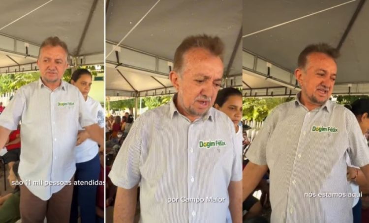 Prefeito João Félix visita paciente em multirão de saúde usando adesivo do filho, pré-candidato a deputado estadual